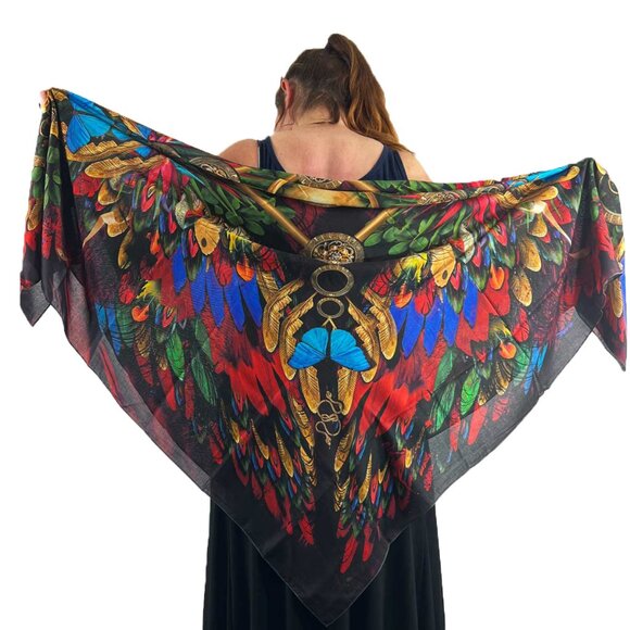 Scarlet Macaw Square Silk Modal Oversized Scarf - Picture 3 of 5